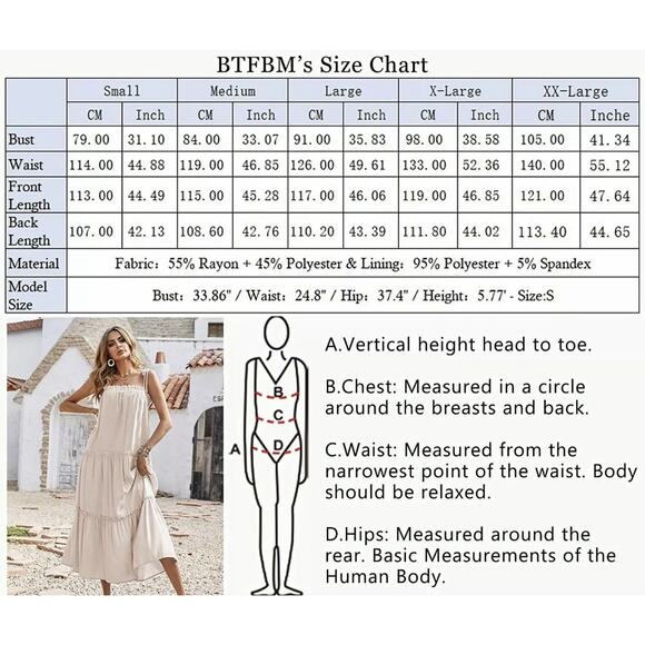 BTFBM Womens Summer Adjustable Tie Spaghetti Strap Sleeveless Dress Casual Loose - Picture 11 of 12